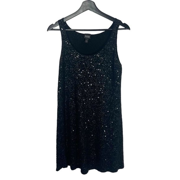 Eileen Fisher Dresses & Skirts - Eileen Fisher Black Sequin Silk Blend Sleeveless Shift Short Dress Small